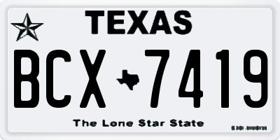 TX license plate BCX7419