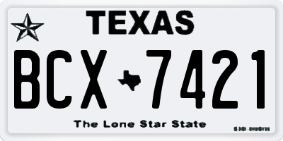 TX license plate BCX7421