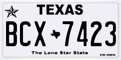 TX license plate BCX7423