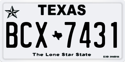 TX license plate BCX7431