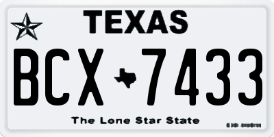 TX license plate BCX7433