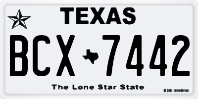 TX license plate BCX7442