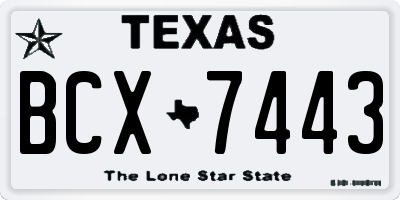 TX license plate BCX7443