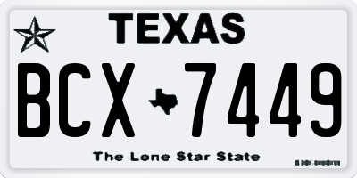 TX license plate BCX7449