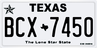 TX license plate BCX7450