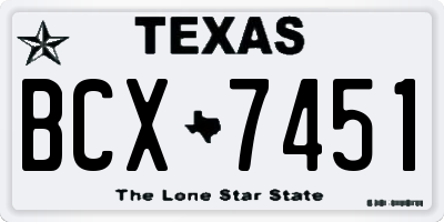 TX license plate BCX7451