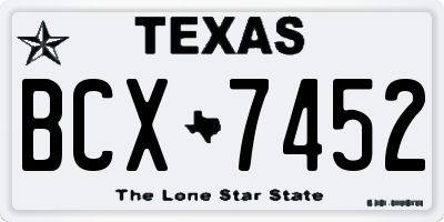 TX license plate BCX7452