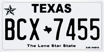 TX license plate BCX7455