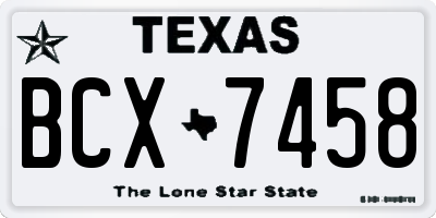 TX license plate BCX7458