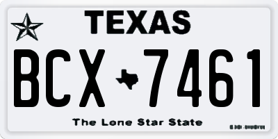 TX license plate BCX7461