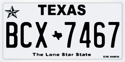 TX license plate BCX7467