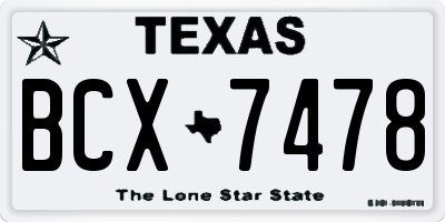 TX license plate BCX7478