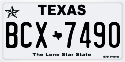 TX license plate BCX7490