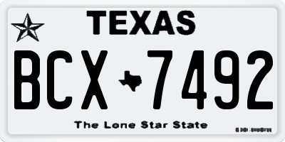 TX license plate BCX7492