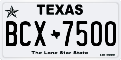 TX license plate BCX7500