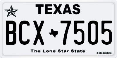 TX license plate BCX7505