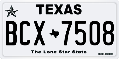 TX license plate BCX7508