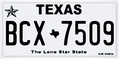 TX license plate BCX7509