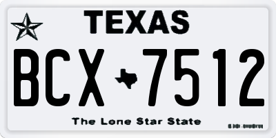 TX license plate BCX7512