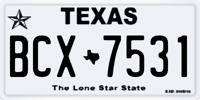 TX license plate BCX7531
