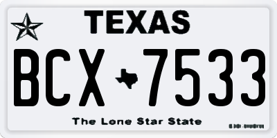 TX license plate BCX7533
