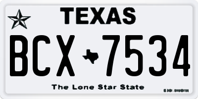 TX license plate BCX7534