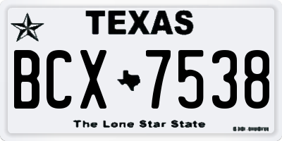 TX license plate BCX7538
