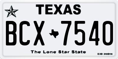 TX license plate BCX7540