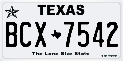 TX license plate BCX7542