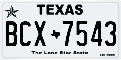 TX license plate BCX7543