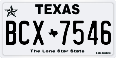TX license plate BCX7546