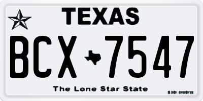 TX license plate BCX7547