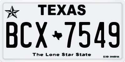 TX license plate BCX7549