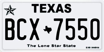 TX license plate BCX7550