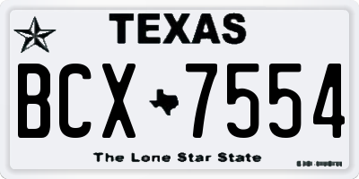 TX license plate BCX7554