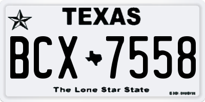 TX license plate BCX7558