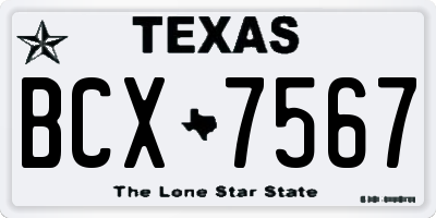 TX license plate BCX7567