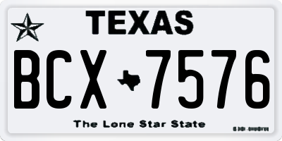 TX license plate BCX7576