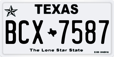 TX license plate BCX7587