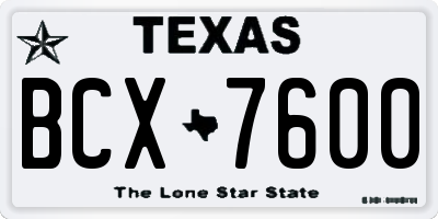 TX license plate BCX7600