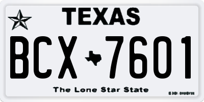 TX license plate BCX7601