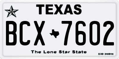 TX license plate BCX7602