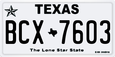 TX license plate BCX7603
