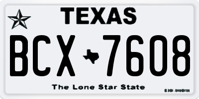 TX license plate BCX7608