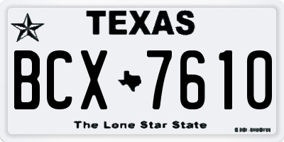 TX license plate BCX7610