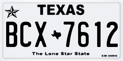 TX license plate BCX7612