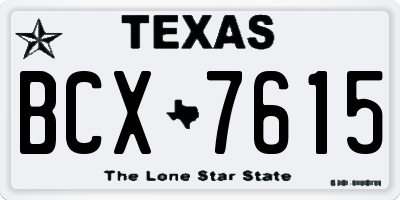 TX license plate BCX7615
