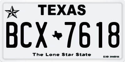 TX license plate BCX7618
