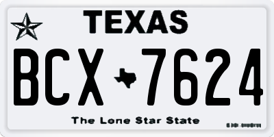 TX license plate BCX7624