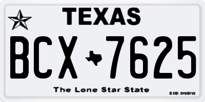 TX license plate BCX7625